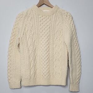 Blarney Woollen Mills Wool Ivory Cable Knit Sweater